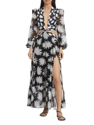 PatBO Dahlia Print Cut Out Maxi Dress on SALE | Saks OFF 5TH | Saks Fifth Avenue OFF 5TH