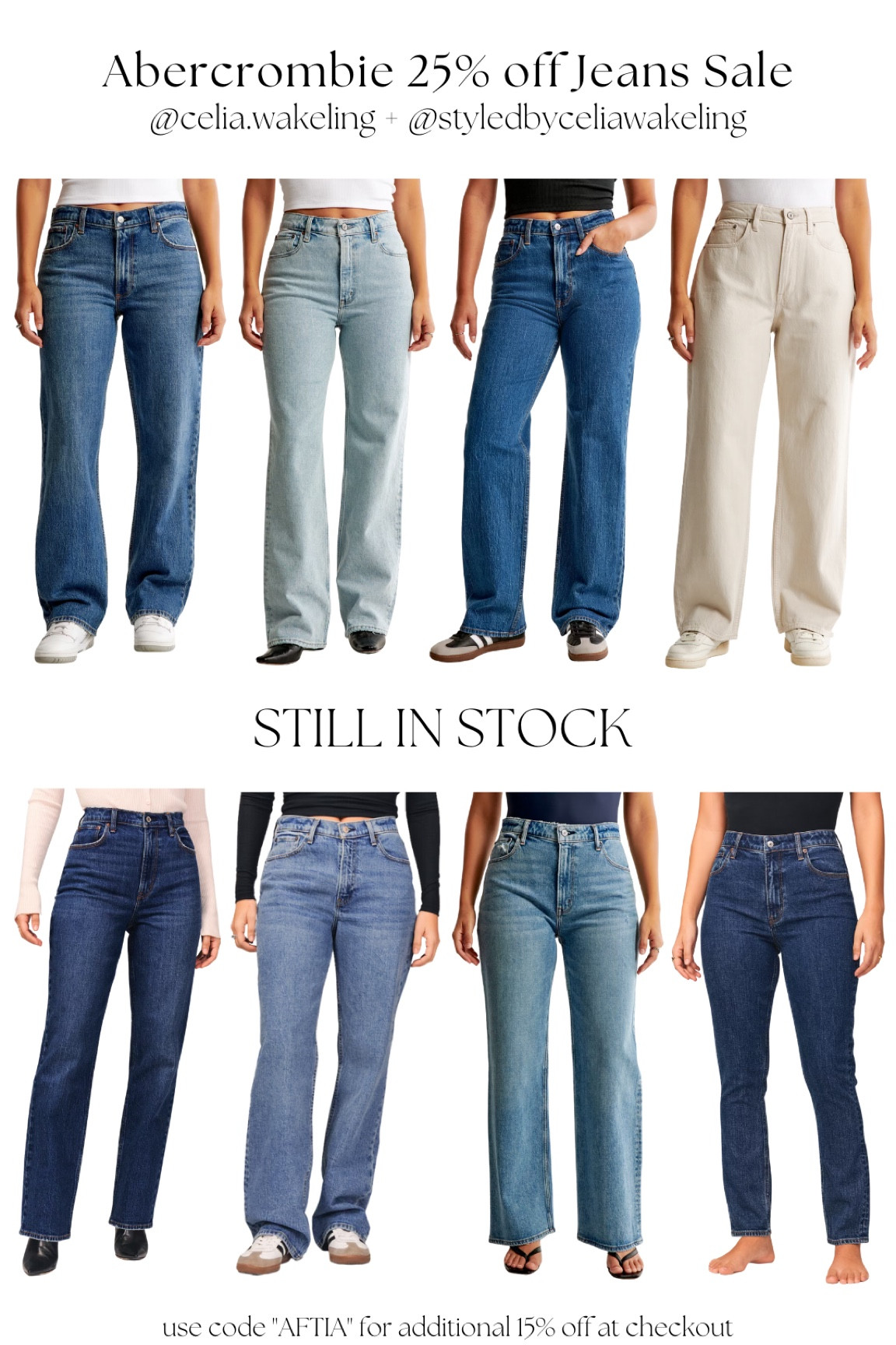 Abercrombie’s Annual 25% off Jean Sale!!! I personally wear curve love 26 short and they fit me tts!!! I’m 5’2, 130-140 (I fluctuate), hourglass figure! I ONLY wear curve love & could literally SLEEP in these jeans, they are so comfy. Use code “AFTIA” for an additional 15% off at checkout!

#LTKunder100 #LTKcurves #LTKsalealert