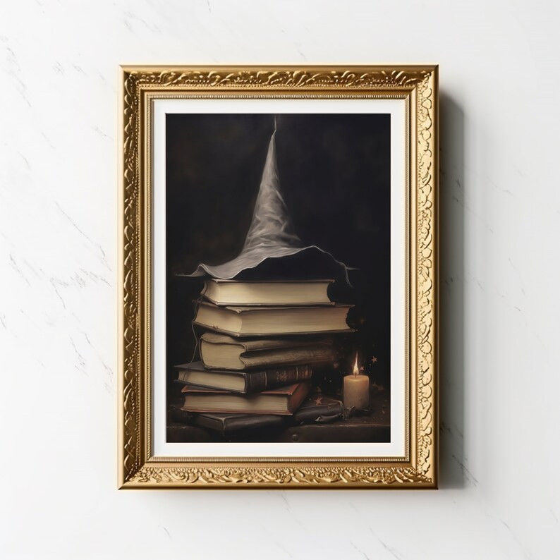 Wizard Hat Halloween PRINTABLE Witch Spell Books Poster - Etsy | Etsy (US)