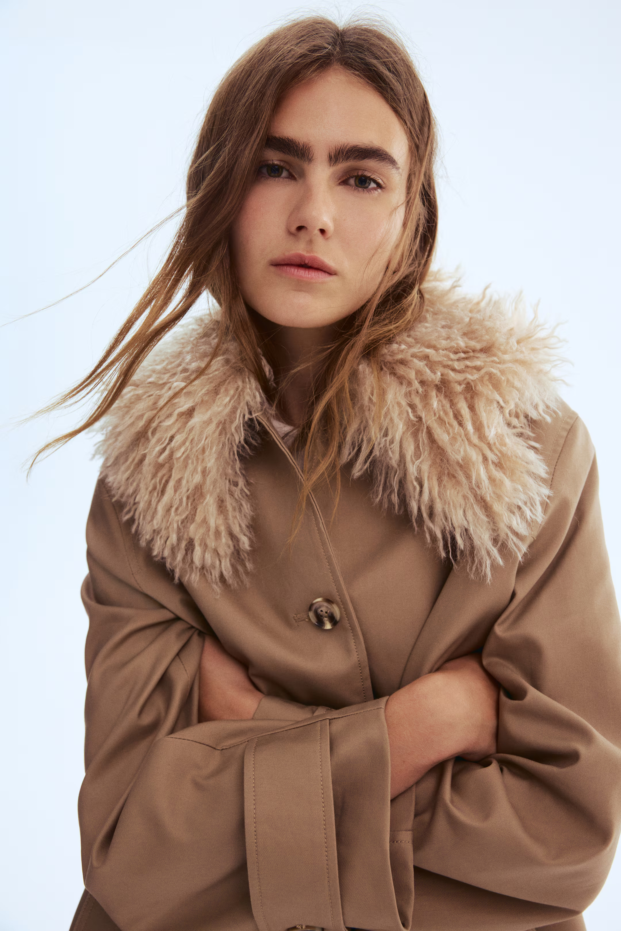 Twill Coat with Fluffy Collar | H&M (US + CA)