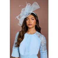Structured Mesh Bow Flat Fascinator, dusty blue | PrettyLittleThing UK