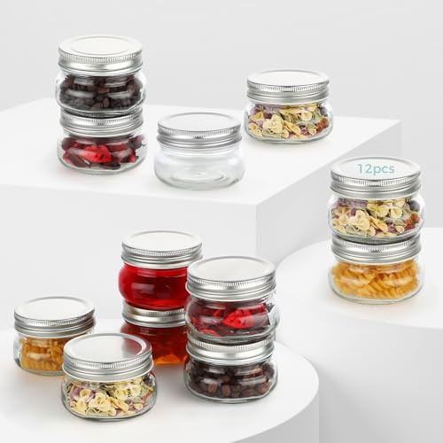 Canning Jars - 12 Pack Small Mason Jars 4 oz Glass Canning Jars with Lids for Jam, Honey and Spic... | Amazon (US)