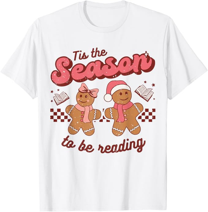 Christmas School Teacher Retro Librarian Groovy Xmas Books T-Shirt | Amazon (US)