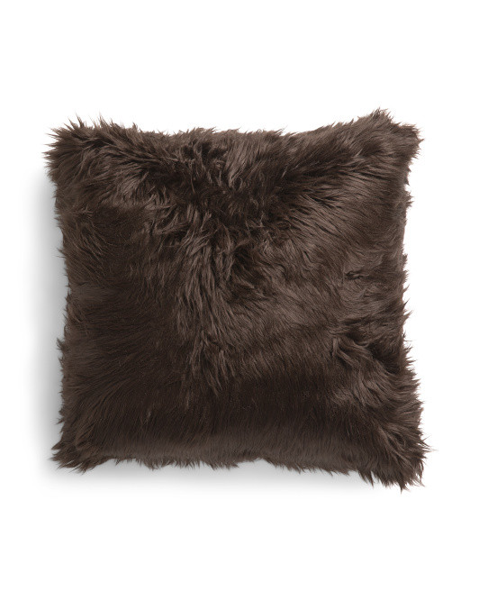 Made In Usa 26x26 Oversized Luxe Zima Hickory Faux Fur Pillow | TJ Maxx