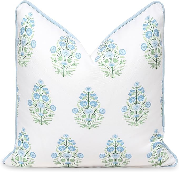 Hofdeco Premium Coastal Patio Indoor Outdoor Throw Pillow Cover Only, 18"x18" Water Repellent for... | Amazon (US)