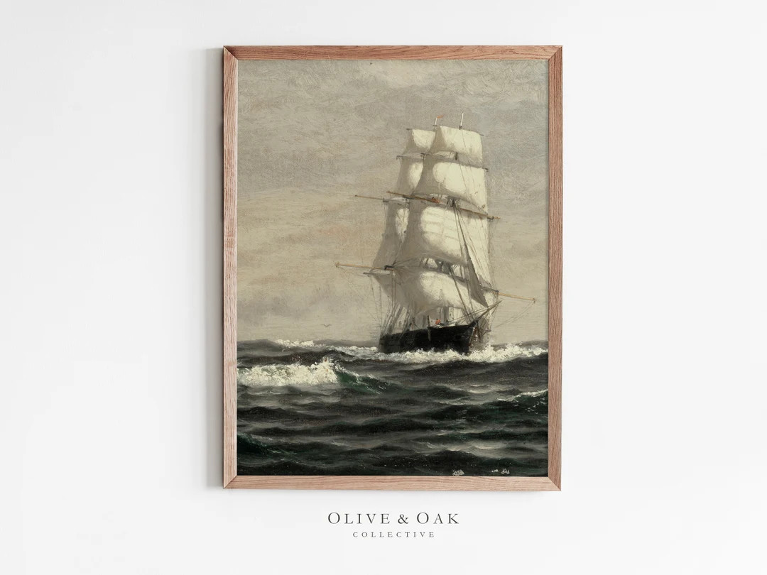 Moody Seascape Painting / Vintage Ship Print / Digital Art PRINTABLE / #277 - Etsy Canada | Etsy (US)