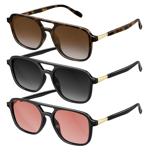 Amazon.com: konqkin Retro Aviator Sunglasses for Women Men:Polarized Trendy Vintage 70s Rectangle... | Amazon (US)