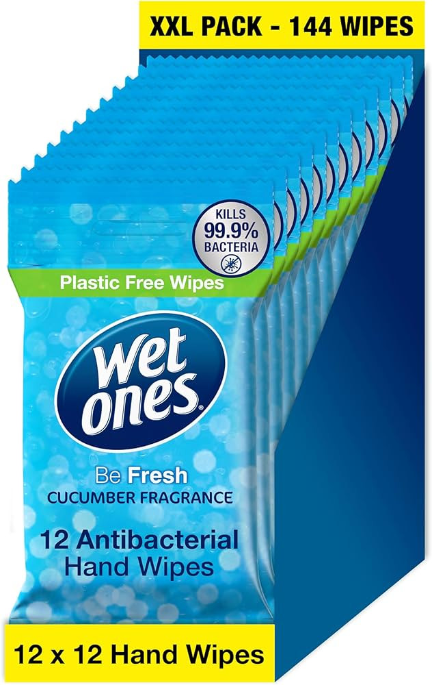 Wet Ones \u2013 Be Fresh \u2013 Plastic Free Antibacterial Pocket Size Hand Wipes - 144 wipes \u2... | Amazon (UK)