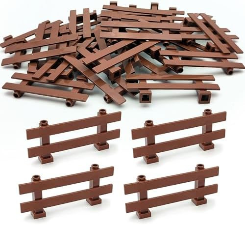 24pcs 1x8 Fences Building Block Toy Garden Farm Pieces Accessories Brown Fence Compatible with Ma... | Amazon (US)