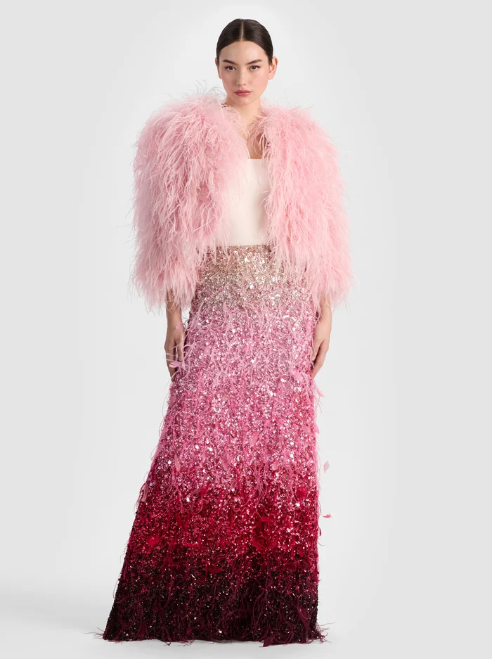 ASHTON FEATHERED SKIRT | Alice + Olivia