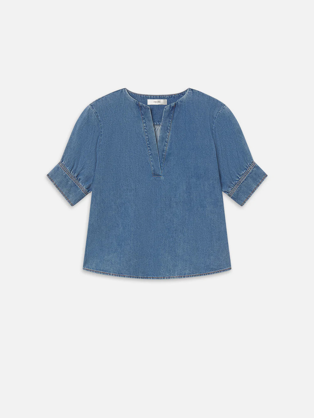 THE DENIM VNECK POPOVER TOP SORA | Frame Denim