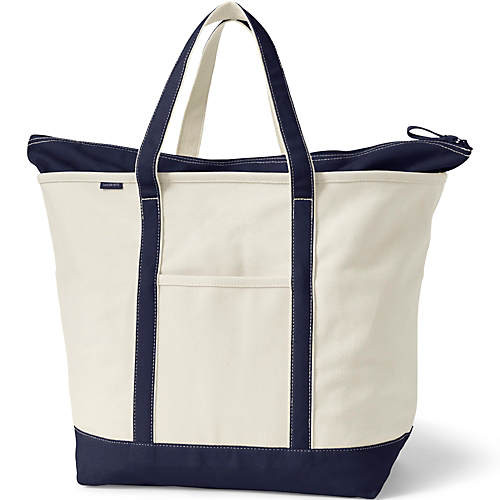 Extra Large Natural Zip Top Canvas Tote Bag | Lands' End (US)