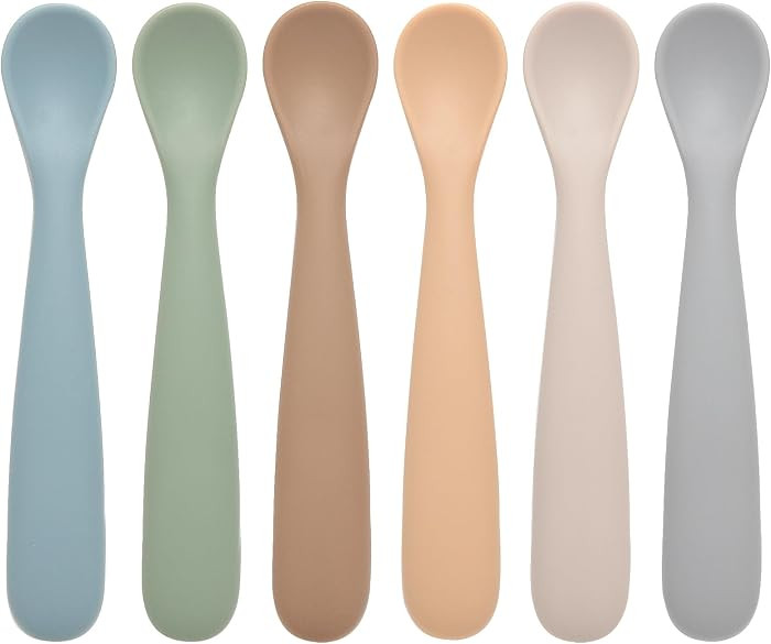 Eascrozn Baby Spoons, 6 Pack First Stage Silicone Feeding Spoons, Soft Tip Feeding Baby Utensils,... | Amazon (US)