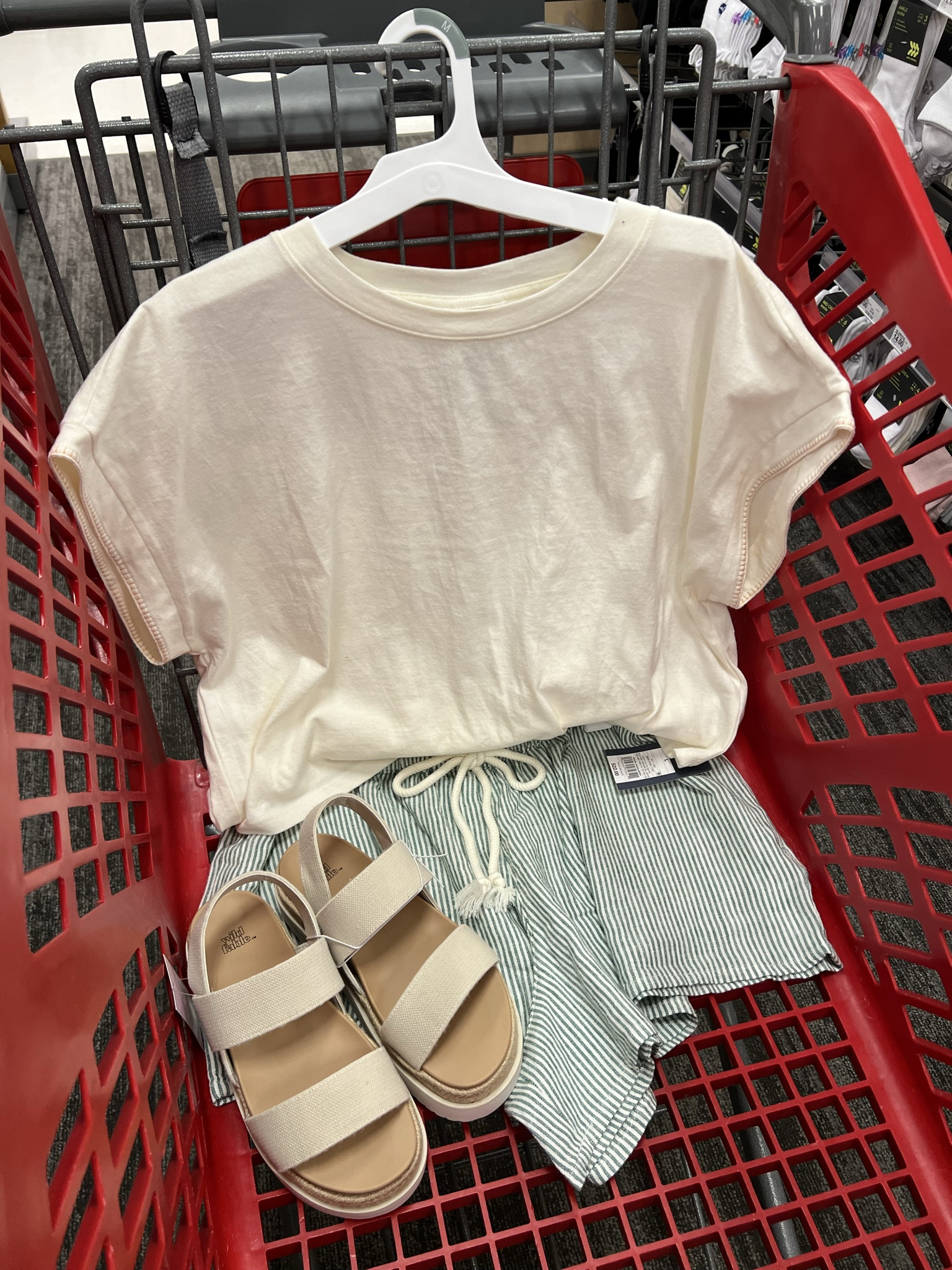 Target boxy oversized tees and pull on shorts spring summer outfit idea