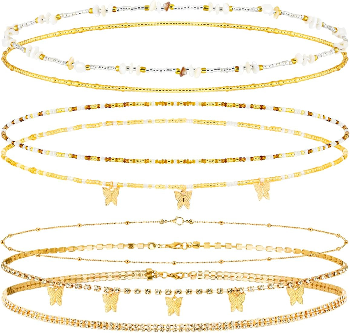 Jadive 7 Pieces Waist Beads for Women Jewelry Belly Beads Chains Colorful Summer African Beach Bi... | Amazon (US)