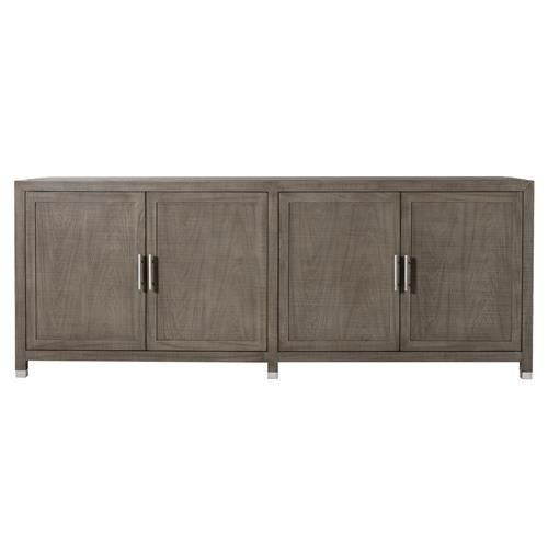 Sonder Living Raffles Modern Classic Grey Wood Pewter Steel 4 Door Sideboard | Kathy Kuo Home
