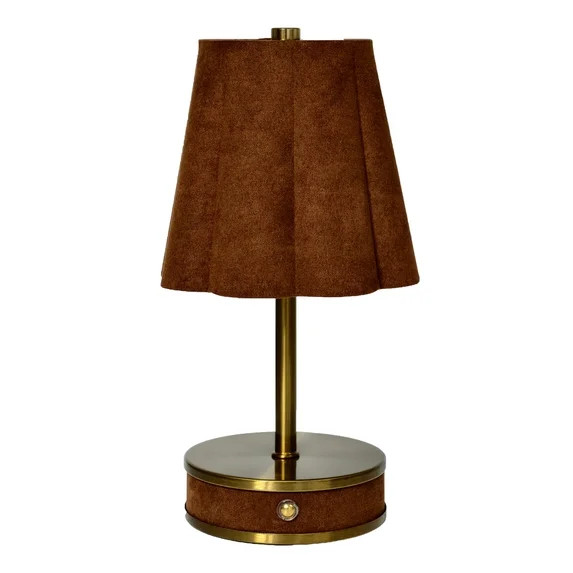 Home Decor Collection Sterling & Noble Home Brown Rounded Pleated Rechargeable Table Lamp | Walmart (US)