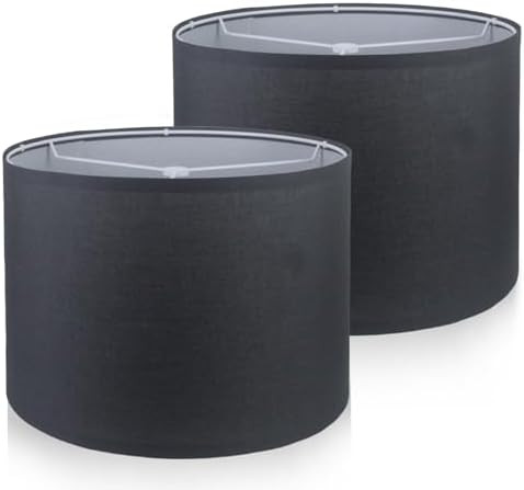 Lamp Shades Set of 2,Drum Lampshades,Medium Lampshades Linen Fabric 13" Top x 13" Bottom x 10" Hi... | Amazon (US)