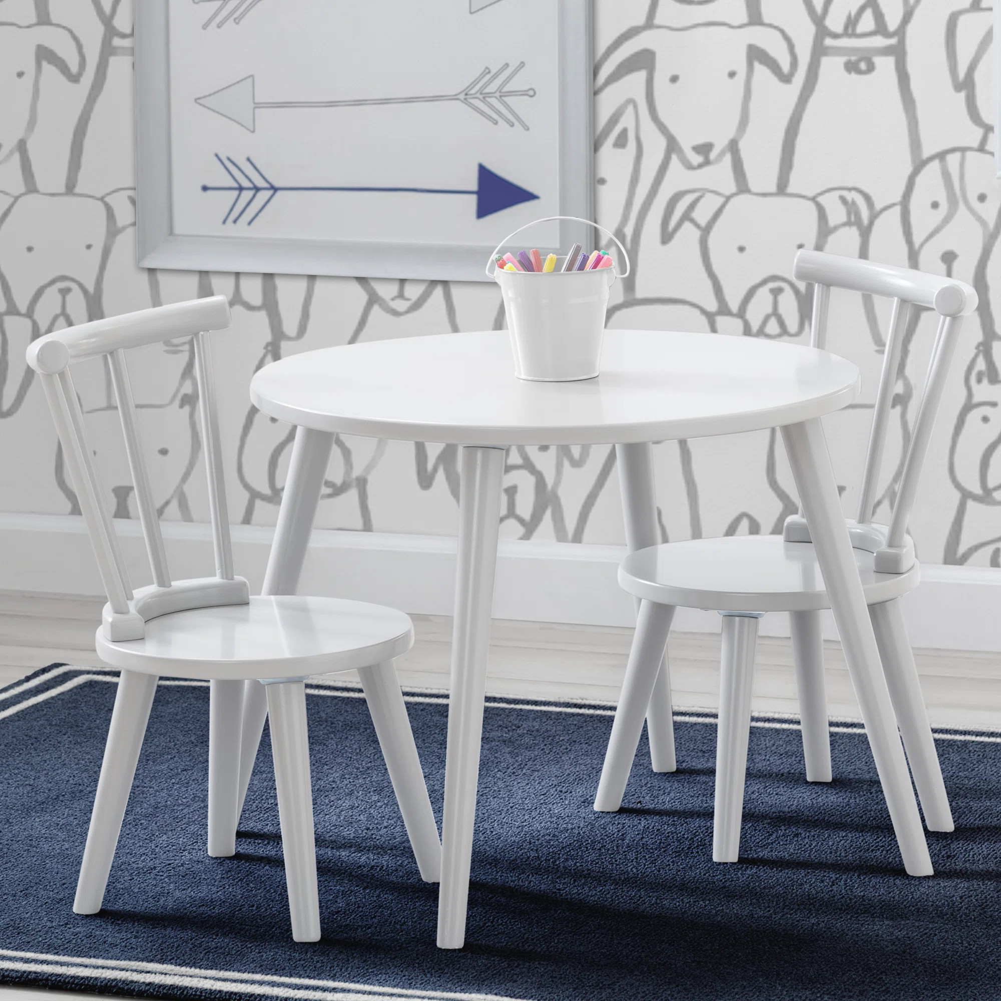 Delta Children Homestead Kids Table and 2 Chairs Set, Bianca White | Wayfair North America