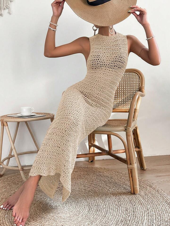 SHEIN Swim Vestido cover up con abertura de muslo con abertura sin bikini | SHEIN