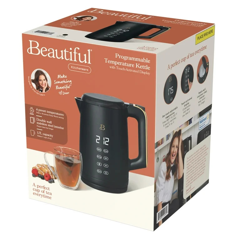 Beautiful 1.7-Liter Electric Kettle 1500 W with One-Touch Activation, Black Sesame by Drew Barrym... | Walmart (US)