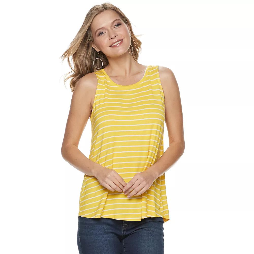 Women's Apt. 9® High Neck Swing Tank
			 Color:
					Yellow Stripe
				Size:
			Choose a Size | Kohl's