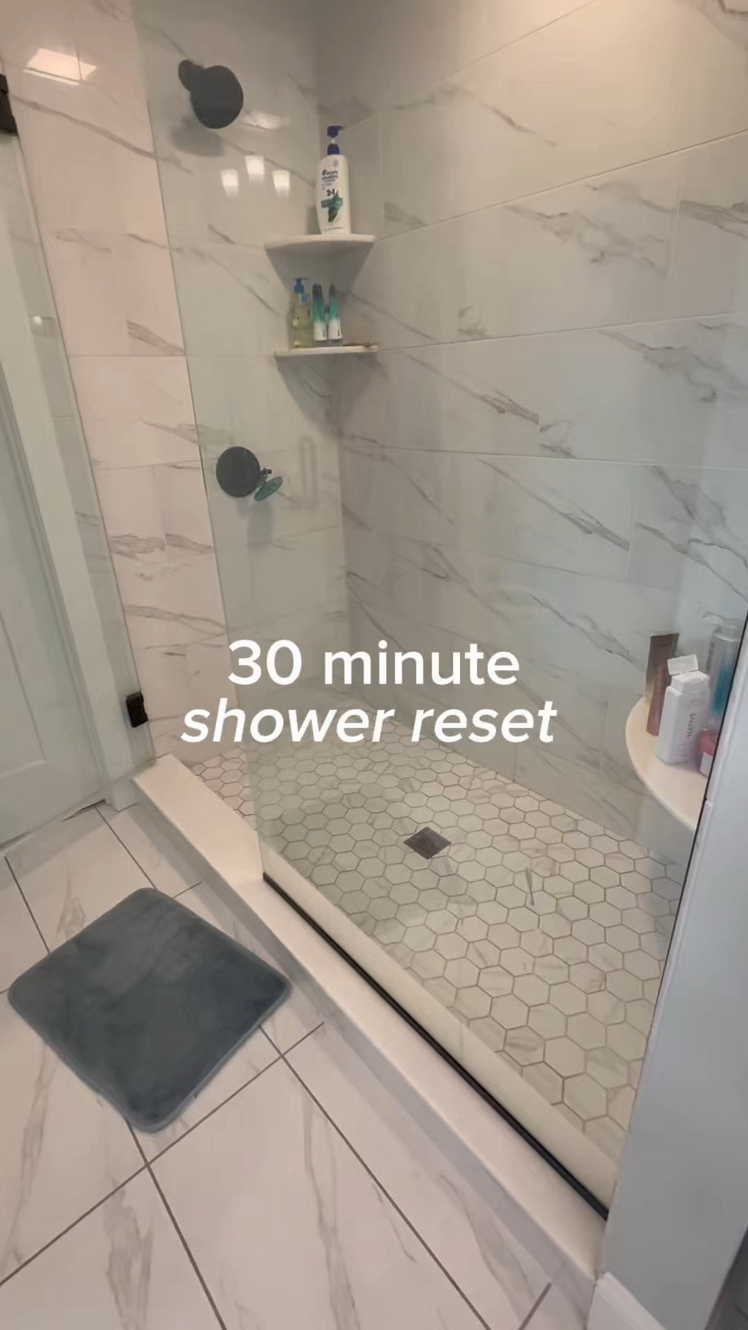 sometimes self care is just cleaning the shower when you have an extra 30 minutes 😅 #selfcare #showerscrub #bathroomcleaning #cleanwithme #satisfyingclean 

#LTKHome