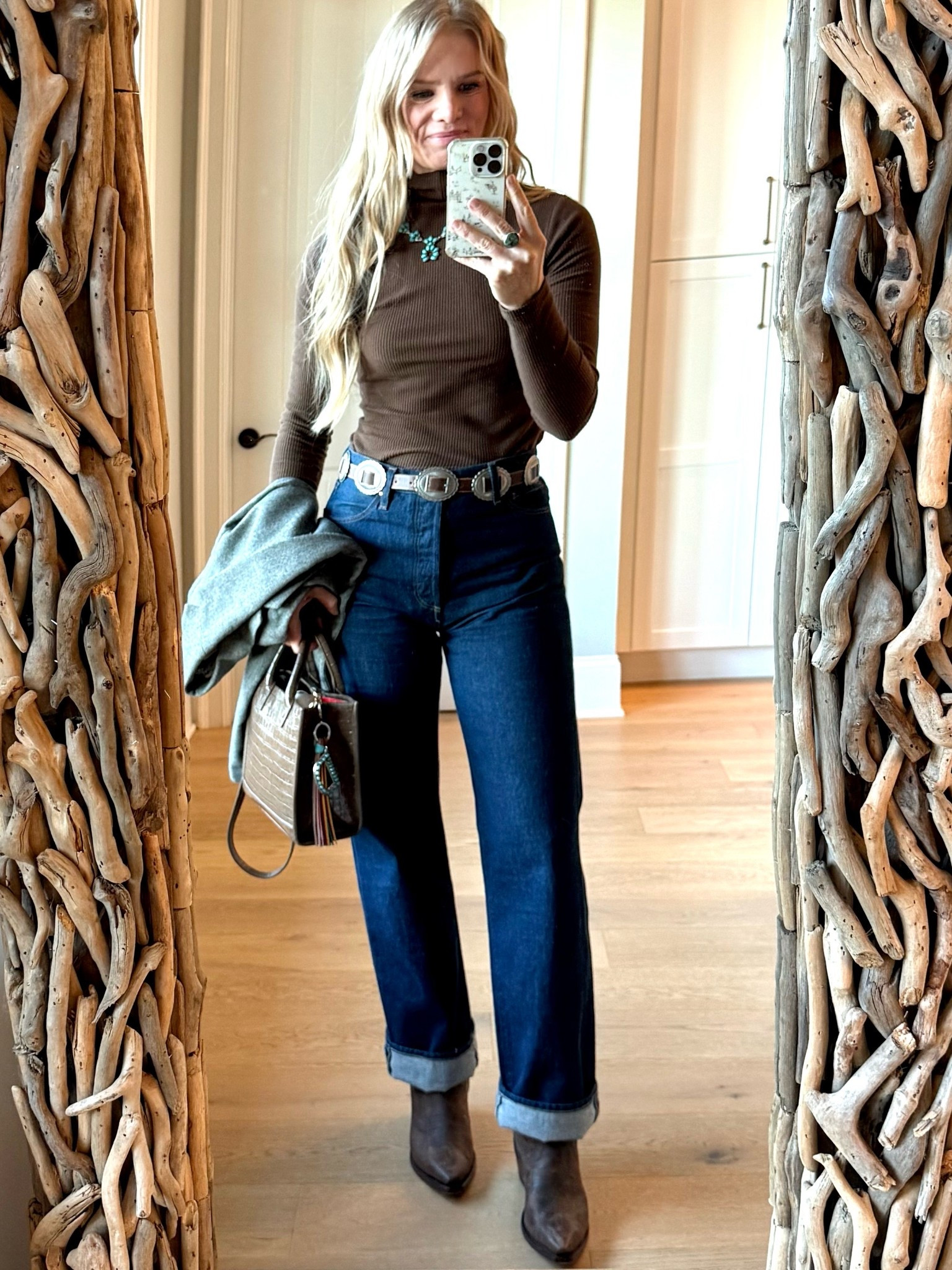 Fall western outfit

Size reference 5’ 9” 140 lbs

Turtleneck - small tall
(Old Old Navy.)

Dark wash jeans - 28
(27 fit in the waist but was super snug across my hips.)

Brown cowboy boots - I size up 1/2 size

Turquoise necklace - JLanda Jewlery 




Fall outfits. Western outfits. Western style. Western chic. Cowboy outfits. Classic style. Classic western style. Ralph Lauren esthetic. Cowboy boots and jeans outfits. 

#LTKStyleTip #LTKOver40 #LTKTall