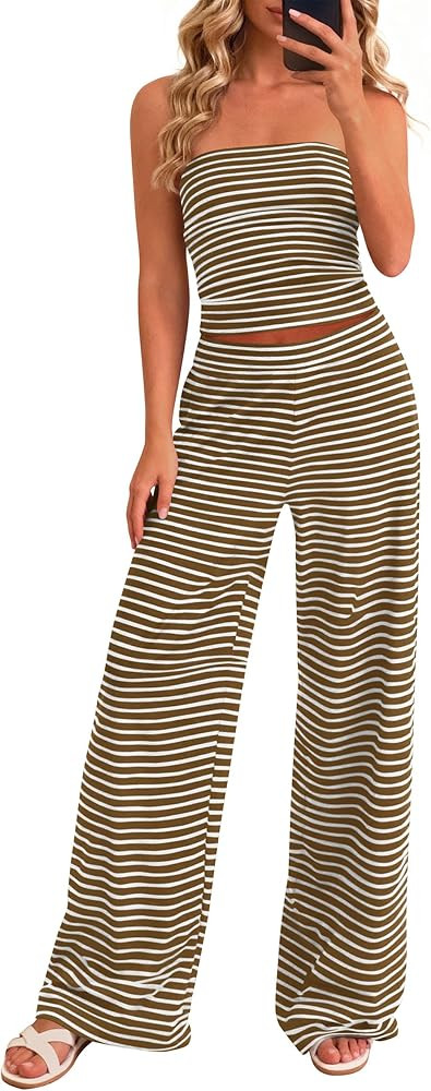PRETTYGARDEN Two Piece Striped Sets for Women Summer Travel Outfits 2026 Spring Y2K Going Out Vac... | Amazon (US)