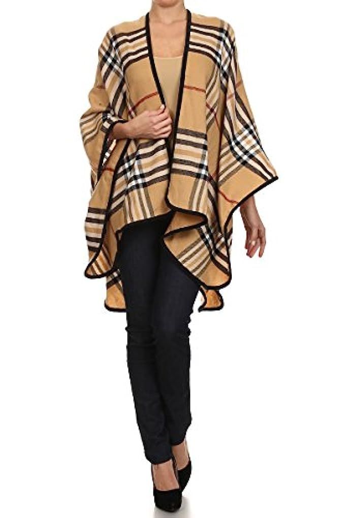 ReneeC. Women's Winter Open Front Wearover Wraps Cozy Sweater Cardigan Poncho | Amazon (US)