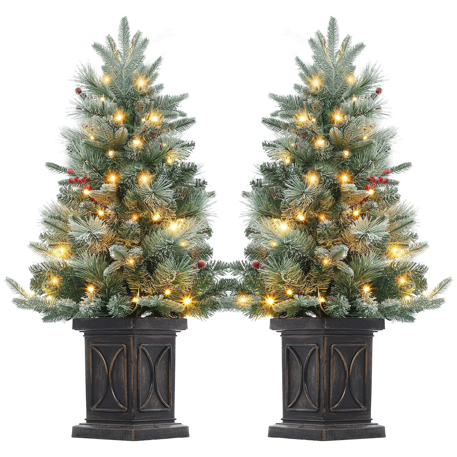 Fleur De Lis Living 2Pcs 3 Ft Pre-Lit Christmas Tree, Artificial Christmas Trees with Base, Xmas ... | Wayfair North America