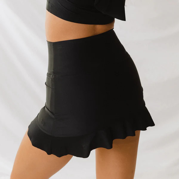 Matte Black High-Waisted Swim Skirt | Albion Fit