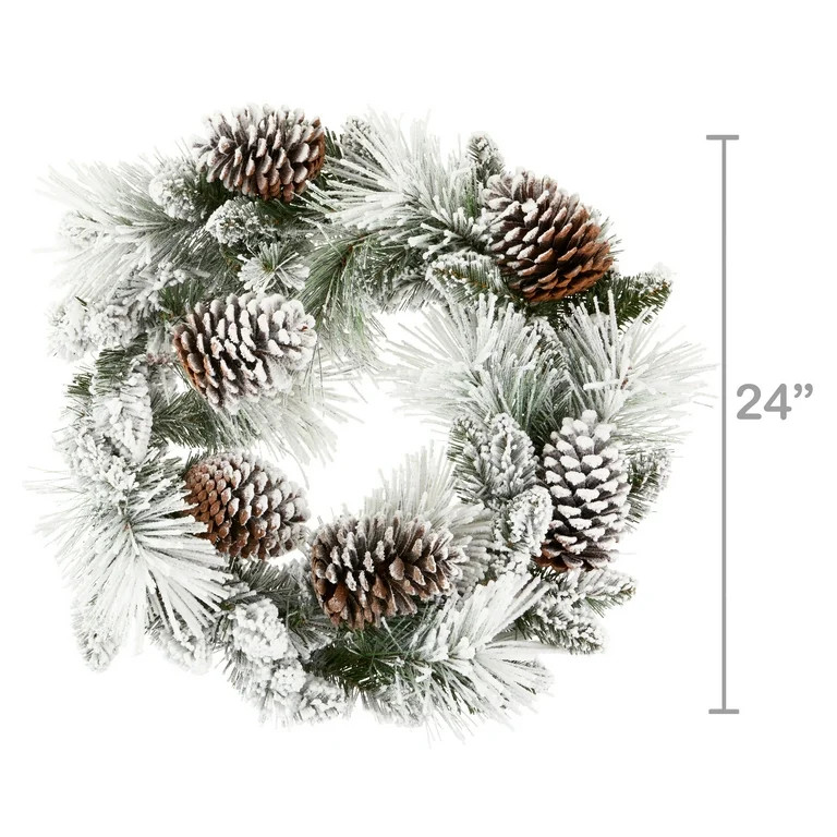 Flocked Colorado Artificial Christmas Wreath, 24 in x 24 in, by Holiday Time | Walmart (US)