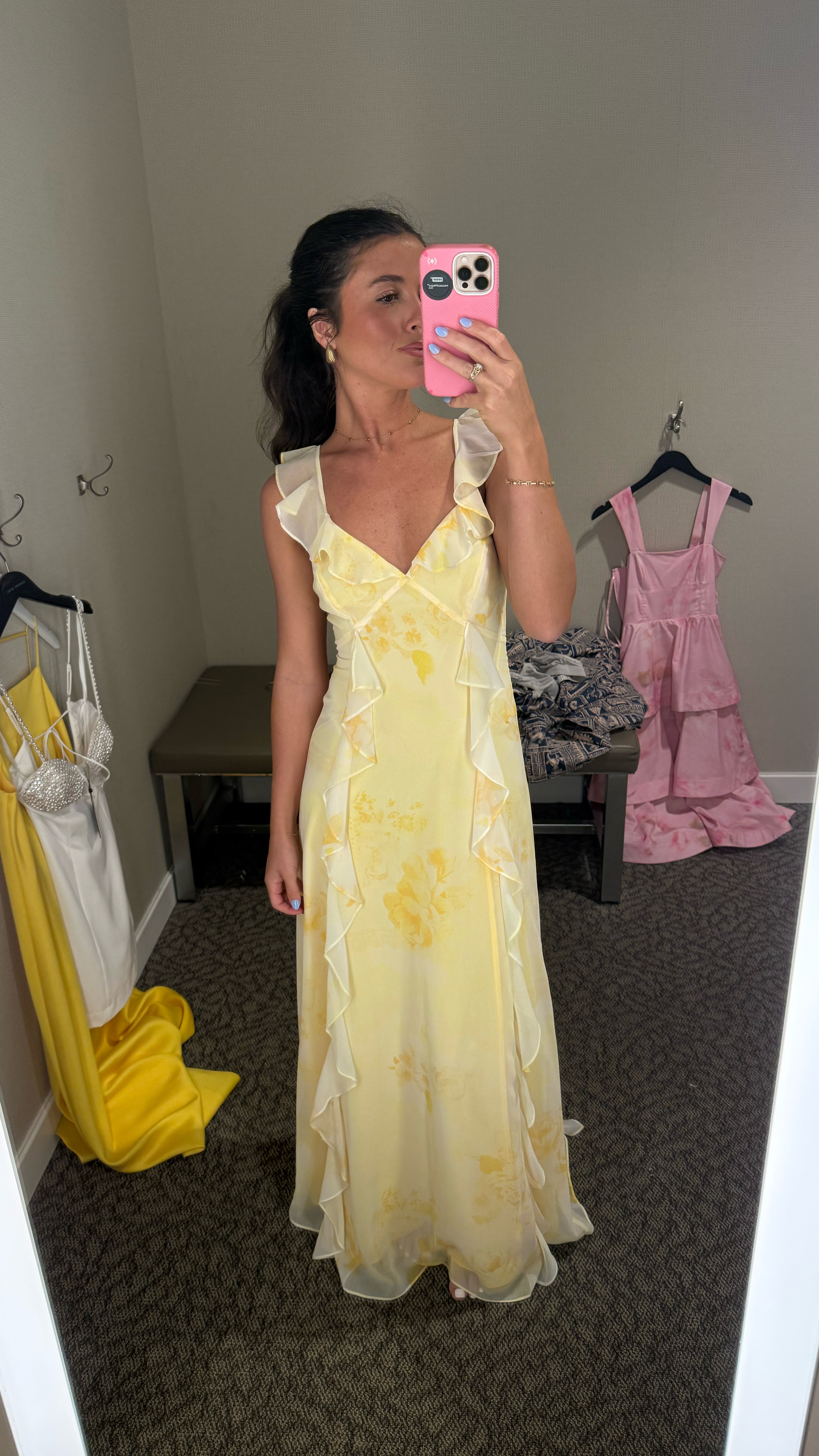 This butter yellow dress is a dream! So elegant and comfortable and on sale! Wearing a size 0 here 💛

#LTKWedding #LTKParties #LTKSaleAlert