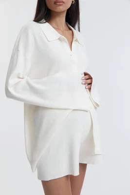 LS Button Down Collar Top (Ivory) | Legoe Heritage Maternity APAC
