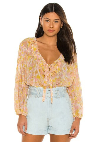 For Love & Lemons Melanie Blouse in Pink from Revolve.com | Revolve Clothing (Global)