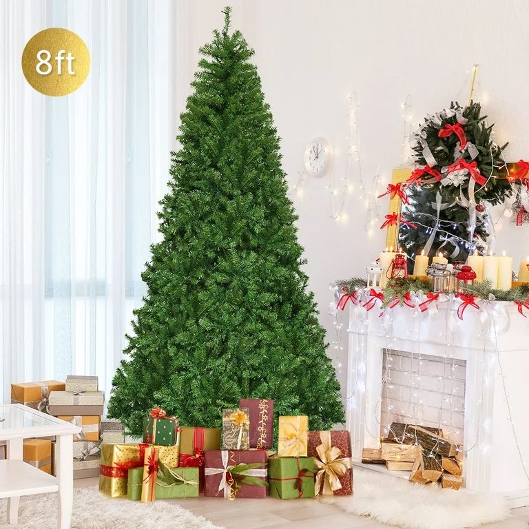 Costway 8Ft Pre-Lit Artificial Christmas Tree Hinged 750 LED Lights | Walmart (US)