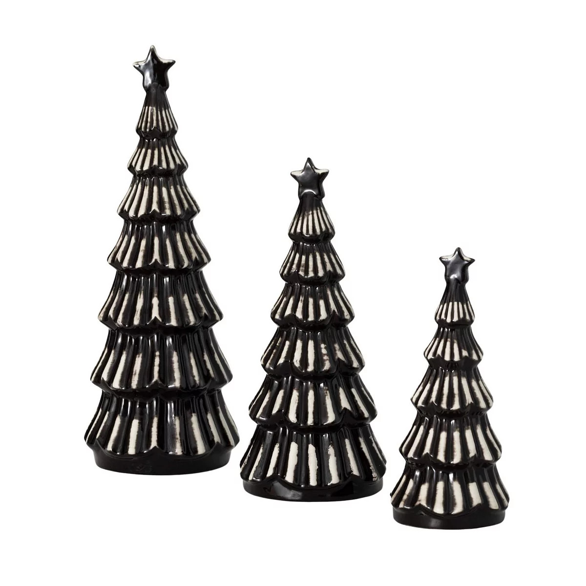Haven Living Modern Glass Black Christmas Trees Table Decor 3-Piece Set | Kohl's