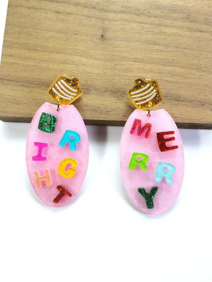 Christmas Acrylic Letter Light Bulb Earrings | SHEIN
