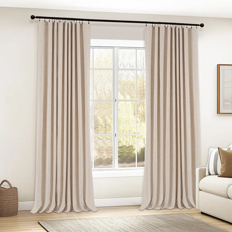 Birglinde Faux Linen Textured Thermal 100% Blackout Curtains for Bedroom Living Room Rod Pocket/R... | Wayfair North America