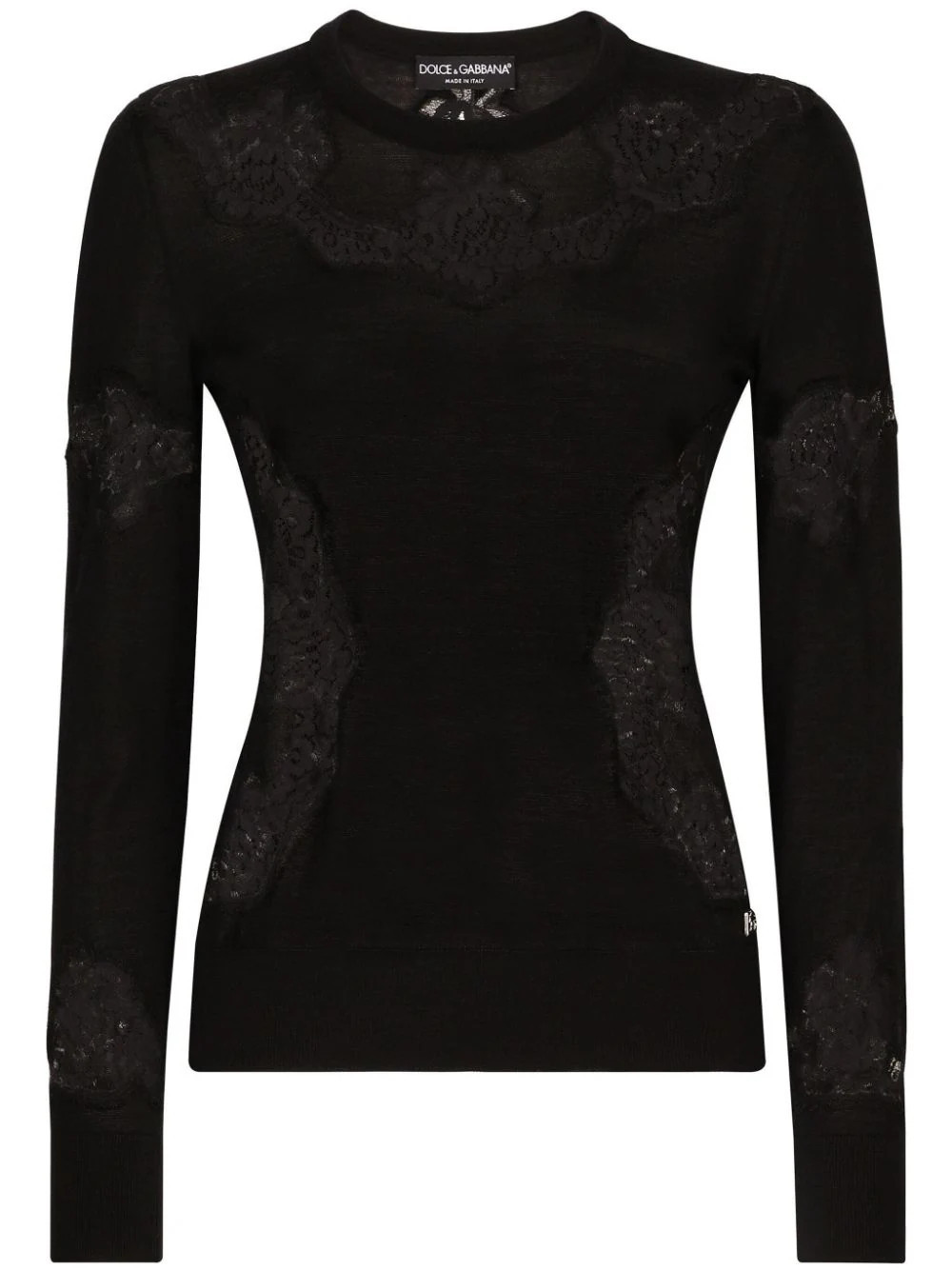 Dolce & Gabbana DNA lace-embroidered crew-neck jumper - Black | Farfetch Global