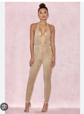 New House Of CB Gold Tabby Jumpsuit Size Small | eBay US