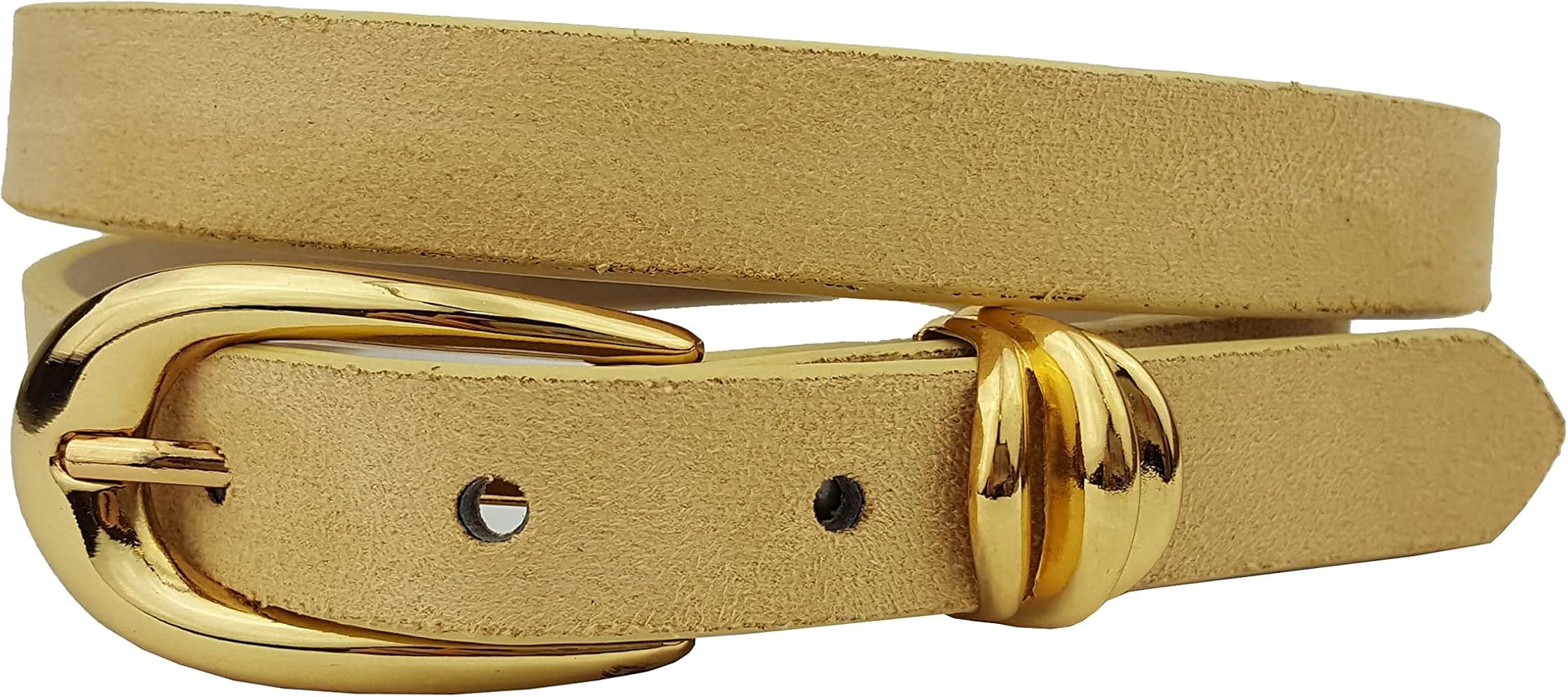 Microfiber Suede Belt w. Classic Skinny Gold Buckle and Loop | Amazon (US)