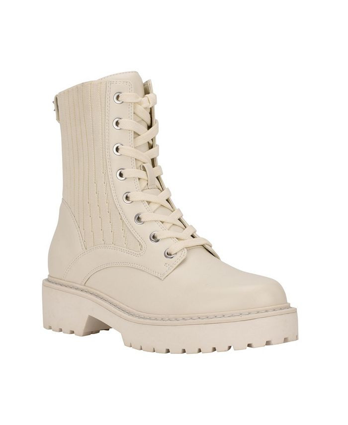 Calvin Klein Women's Samica Lace-Up Quilted Lug Sole Combat Booties & Reviews - Booties - Shoes -... | Macys (US)