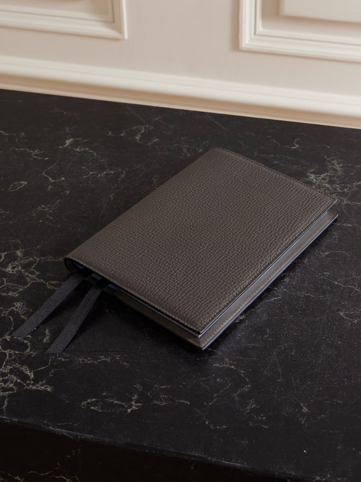 Smythson - Evergreen Ludlow Refillable Textured-leather Notebook - Taupe | NET-A-PORTER (UK & EU)