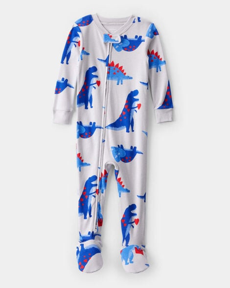 Carter's Toddler Boys Boy Dinosaur 100% Cotton Snug Fit Footie 1-Piece Pajamas - Grey 2T White | Carter's Inc