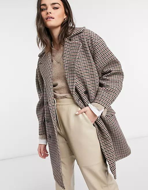 Selected Femme oversized wool coat in plaid | ASOS (Global)