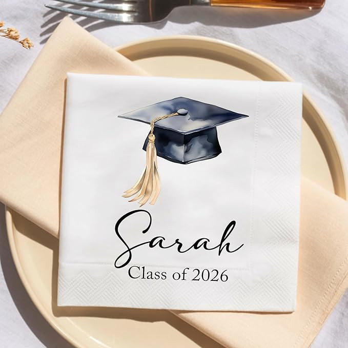 GiveSmiles Personalized Graduation Napkins: Class of 2026 Grad Cap Party Guest Towels, Custom Gra... | Amazon (US)