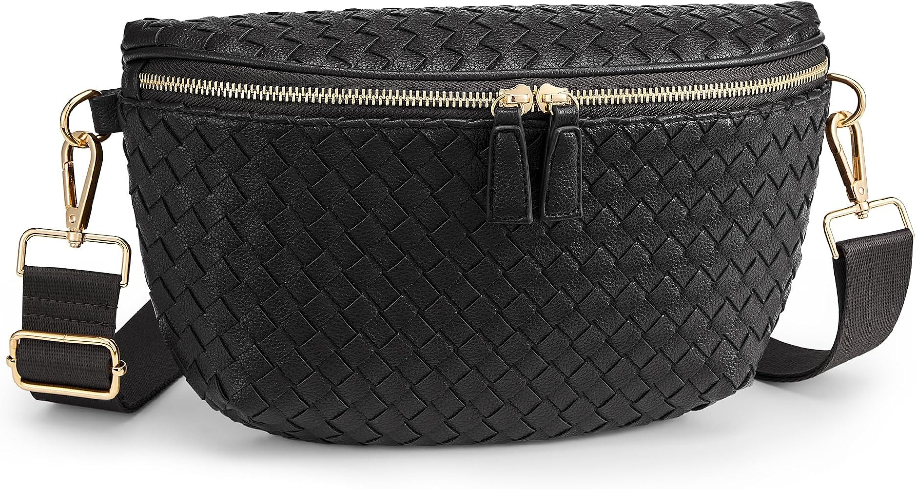 KALIDI Woven Crossbody Bag for Women Travel Vegan Leather Belt Bum Bag | Amazon (US)