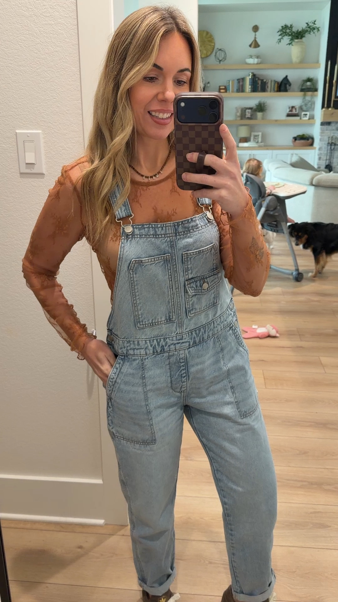 Loopy code: WIFEONADIME 
In my normal small in the overalls and sized up to a medium in the lace tee so it wouldn’t be tight. Size down half a size in the adidas because they run big. 

#LTKgrwm #LTKmomlife #LTKootd